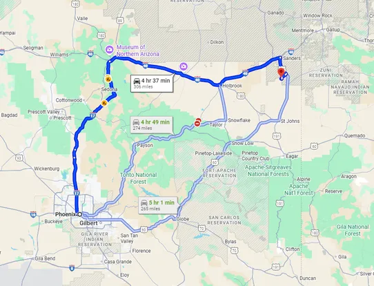 About 4 hours 37 minutes from Phoenix